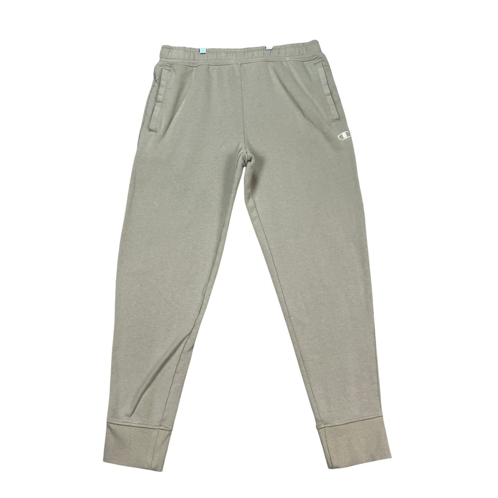 Champion Jogger Sweatpants Men Medium Tan Khaki Fleece Elastic Waistband Pockets